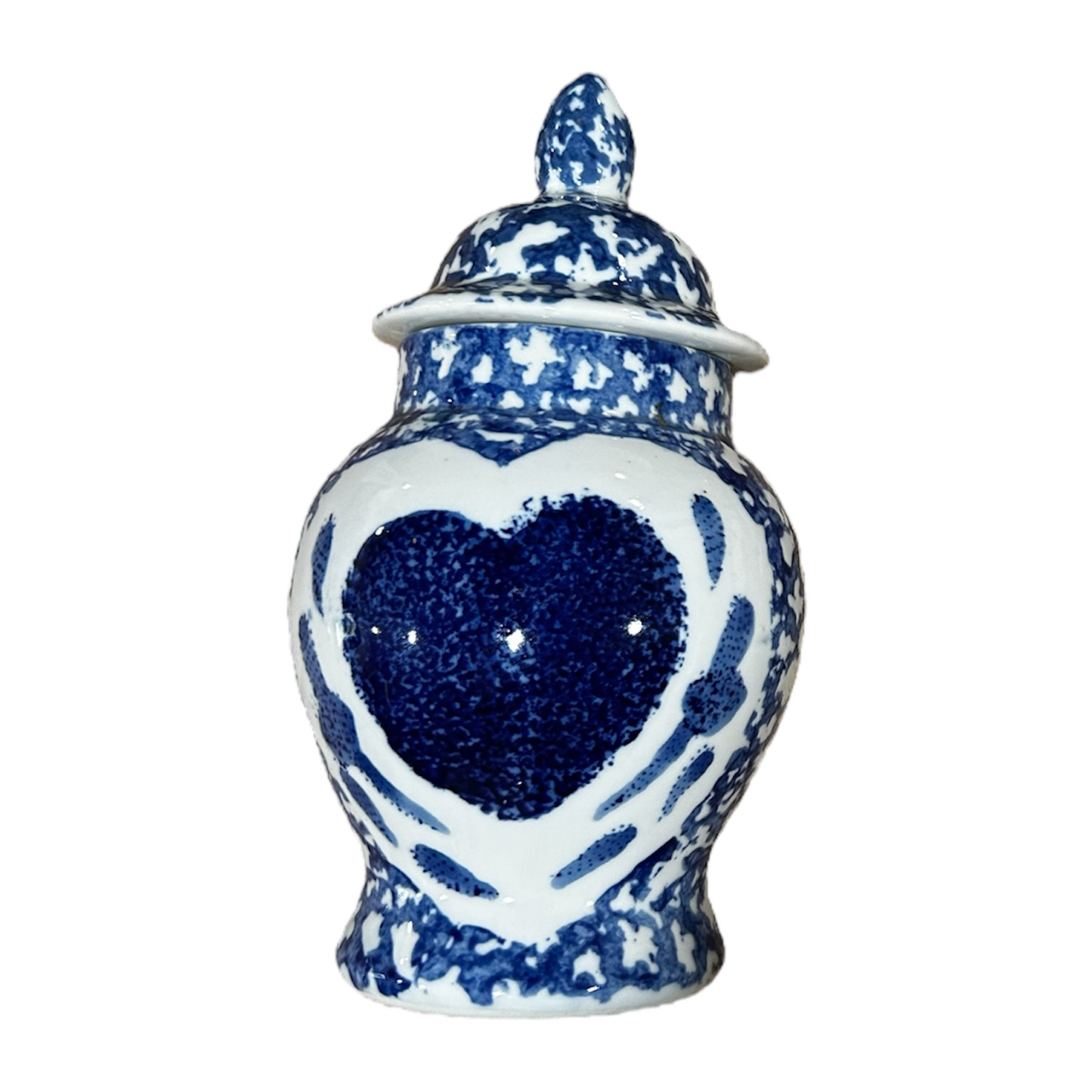 1980s Blue and White Apothecary Jar - Vintage