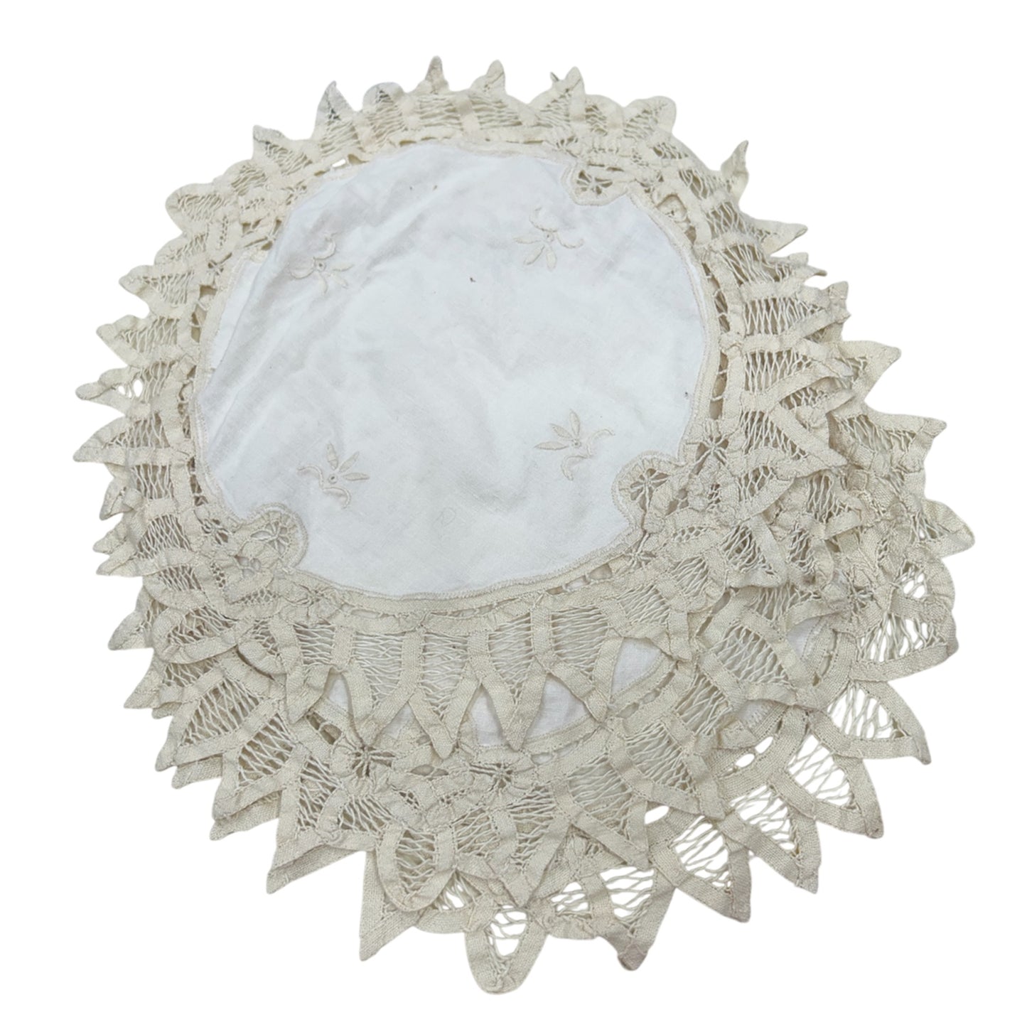 White Lace Trimmed Doilies 12” Set of 3