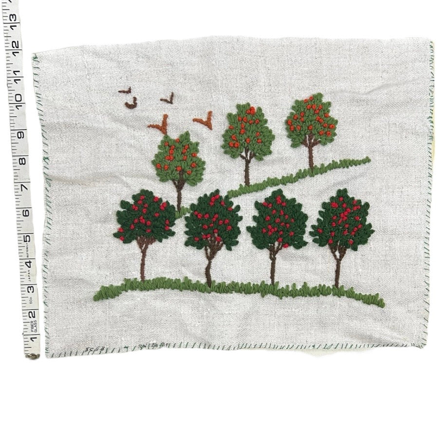 Crewel Embroidery Apple Orchard Towel Picture Insert