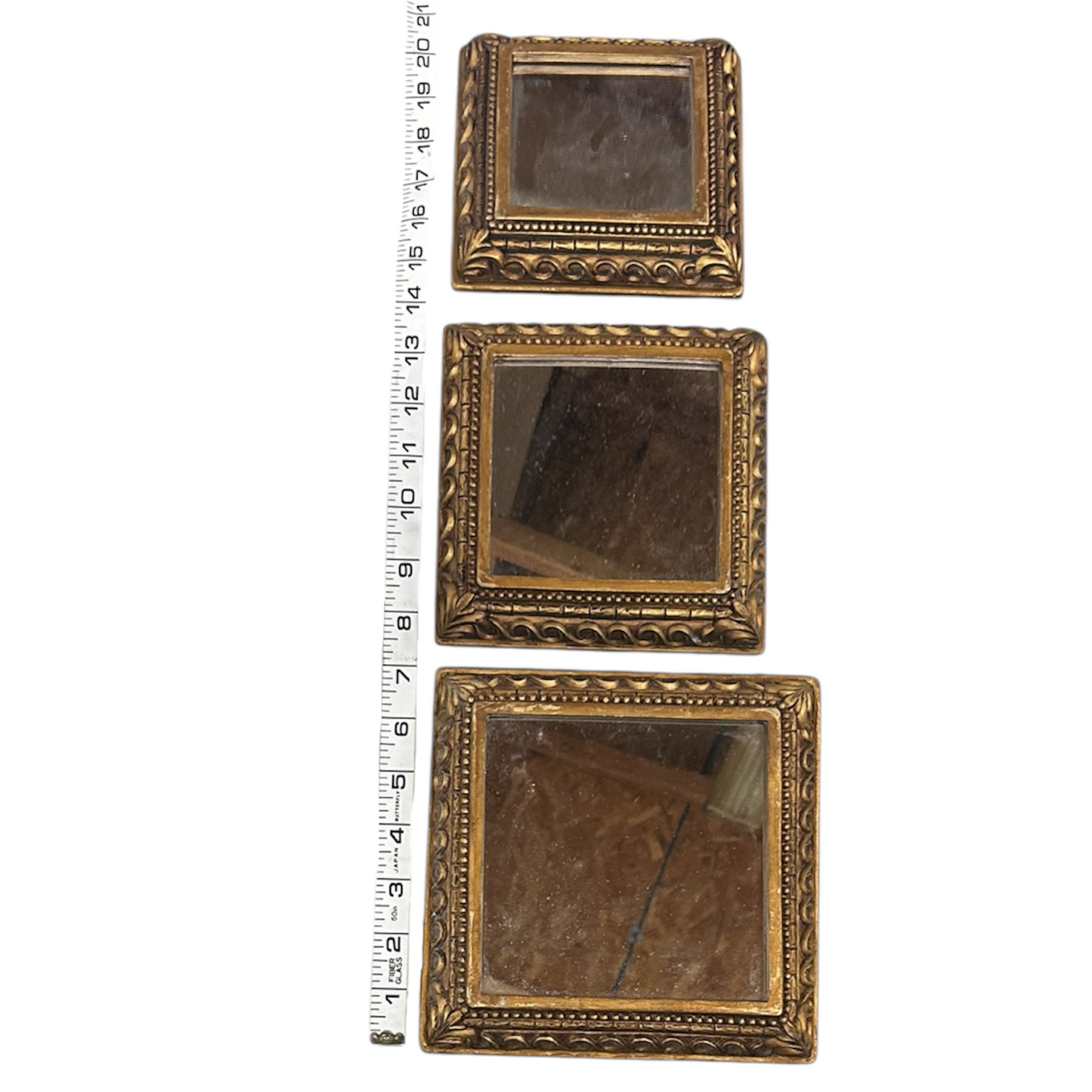 Hanging Gold Frame Square Mirrors Felt Back