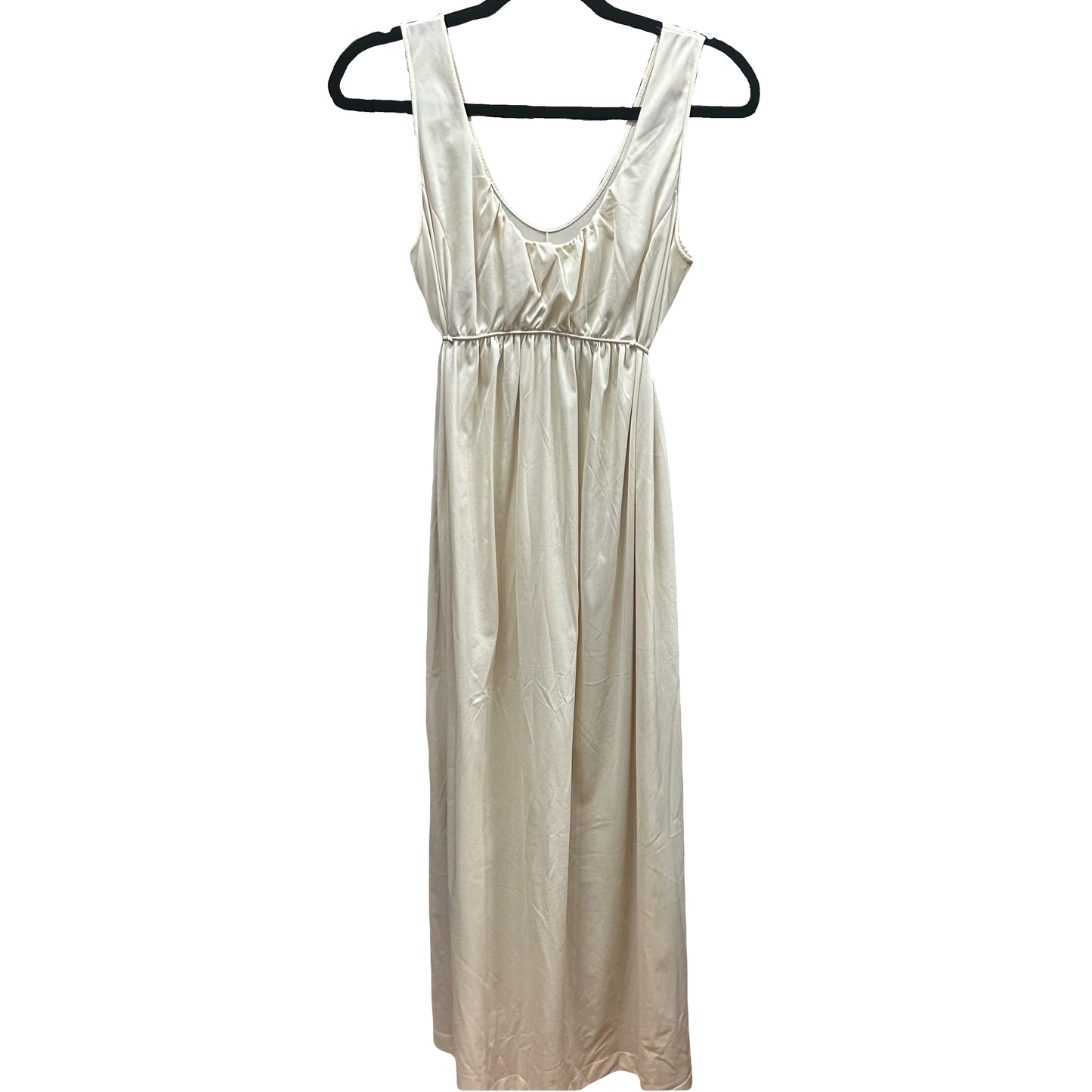 Vintage Vanity Fair Cream Cinched Bust Tie Back Slip Dress Gown W34