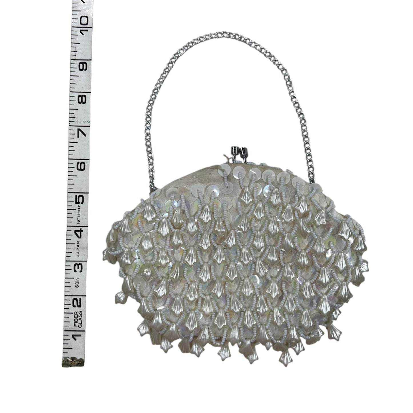 1950s Small Iridescent Shell and Beaded Jeweled Evening Clutch