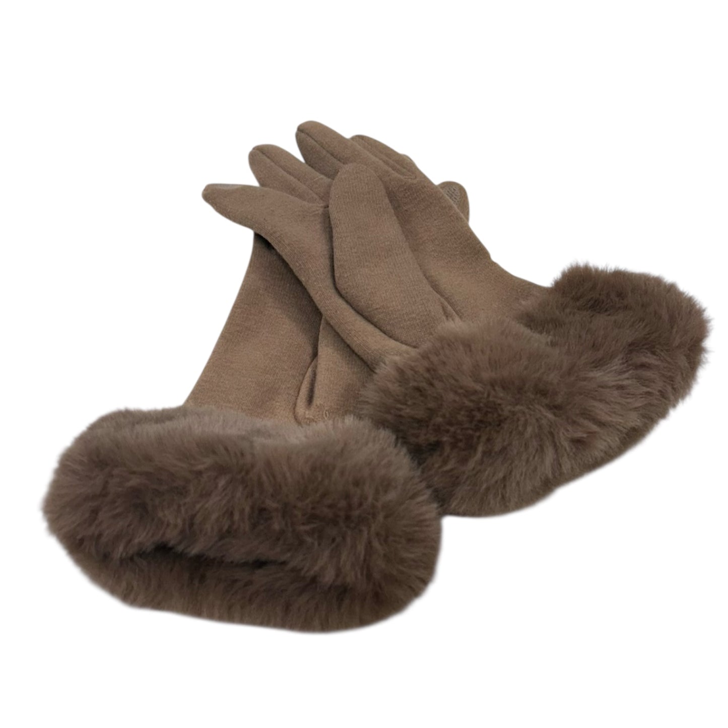 Faux Fur Finger Screen TouchChestnut Winter Gloves Women’s M