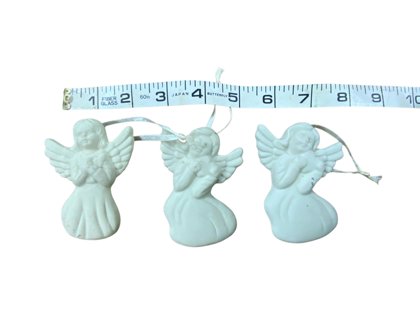 Set of 3 Ceramic Angel Ornaments - Vintage