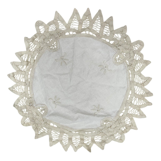 White Lace Trimmed Doilies 12” Set of 3
