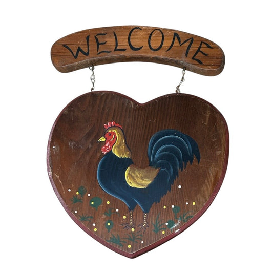 Hanging Welcome Rooster Wall Decoration - Vintage