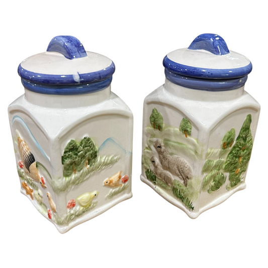 Ceramic On the Farm Canister Set - Vintage