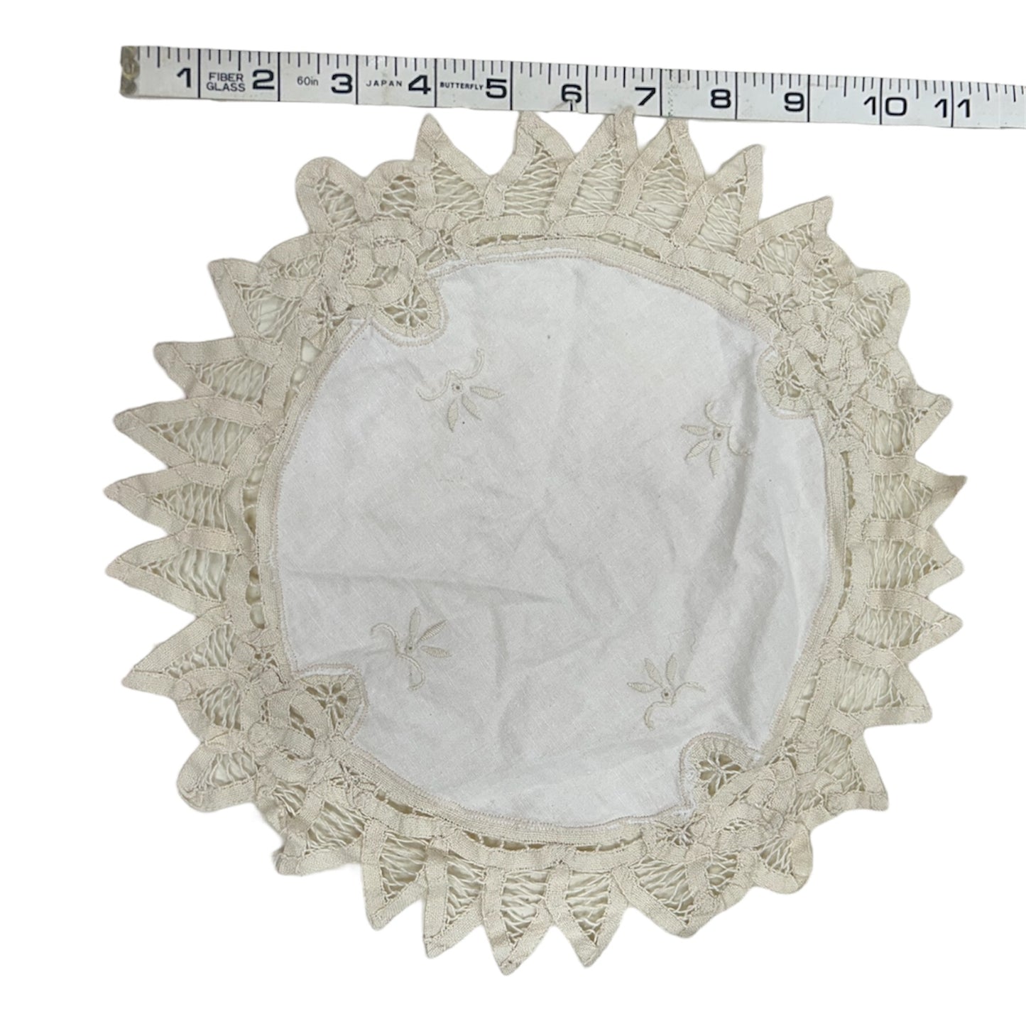 White Lace Trimmed Doilies 12” Set of 3