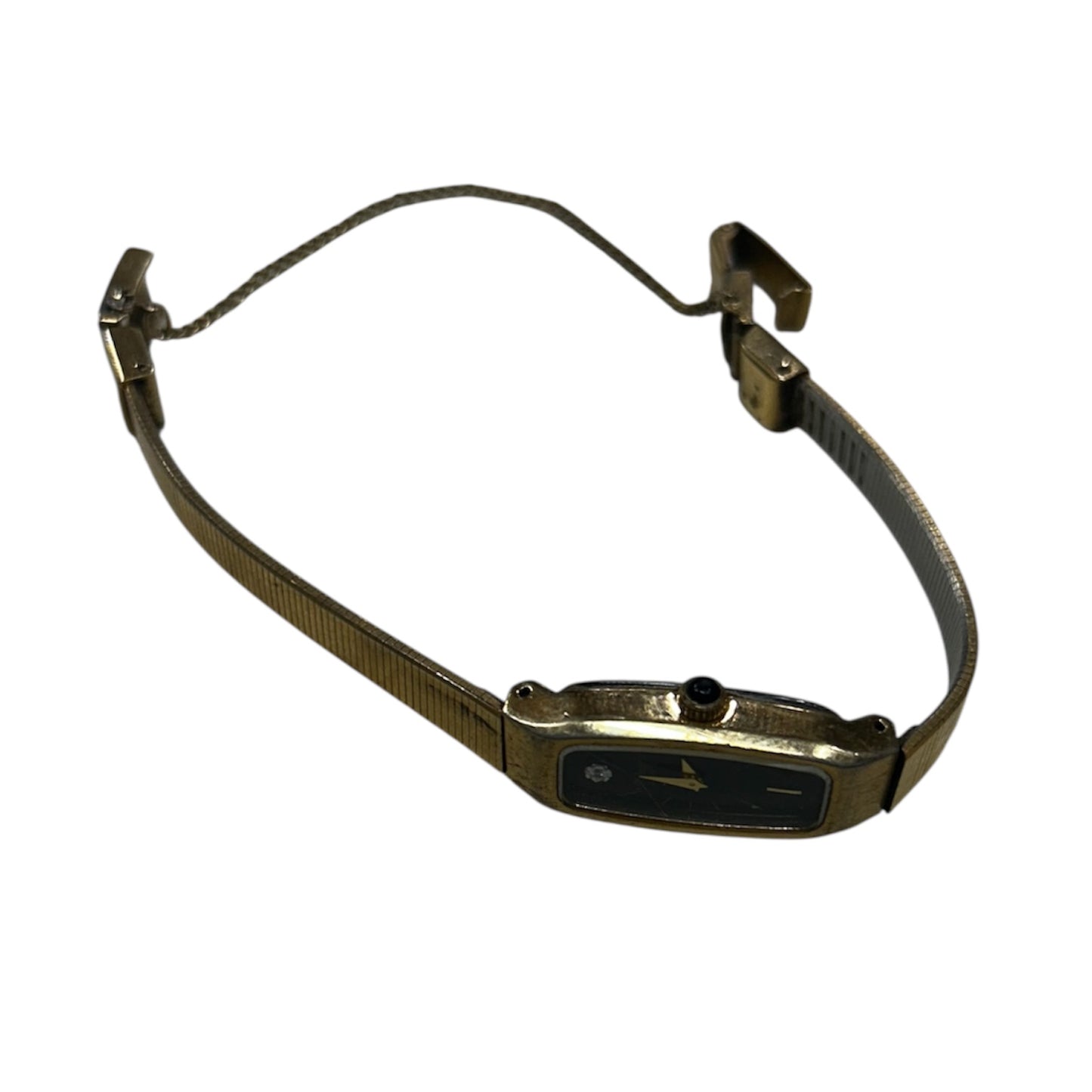 Pulsar Gold Tone Stainless Steel Black Diamond Watch - Vintage