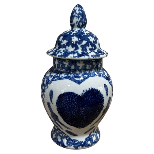 1980s Blue and White Apothecary Jar - Vintage