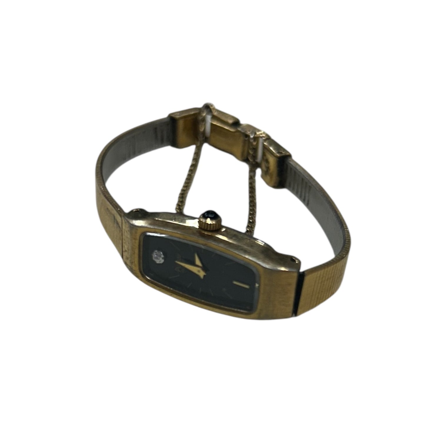 Pulsar Gold Tone Stainless Steel Black Diamond Watch - Vintage