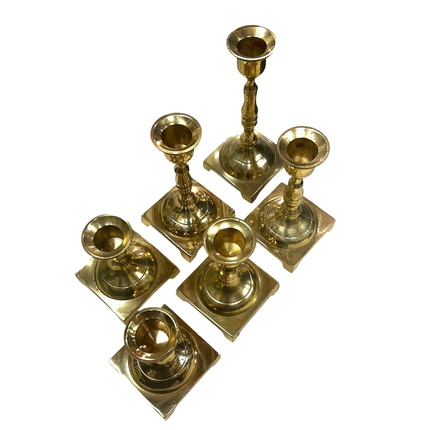 Solid Brass Candle Pillars Set of 6
