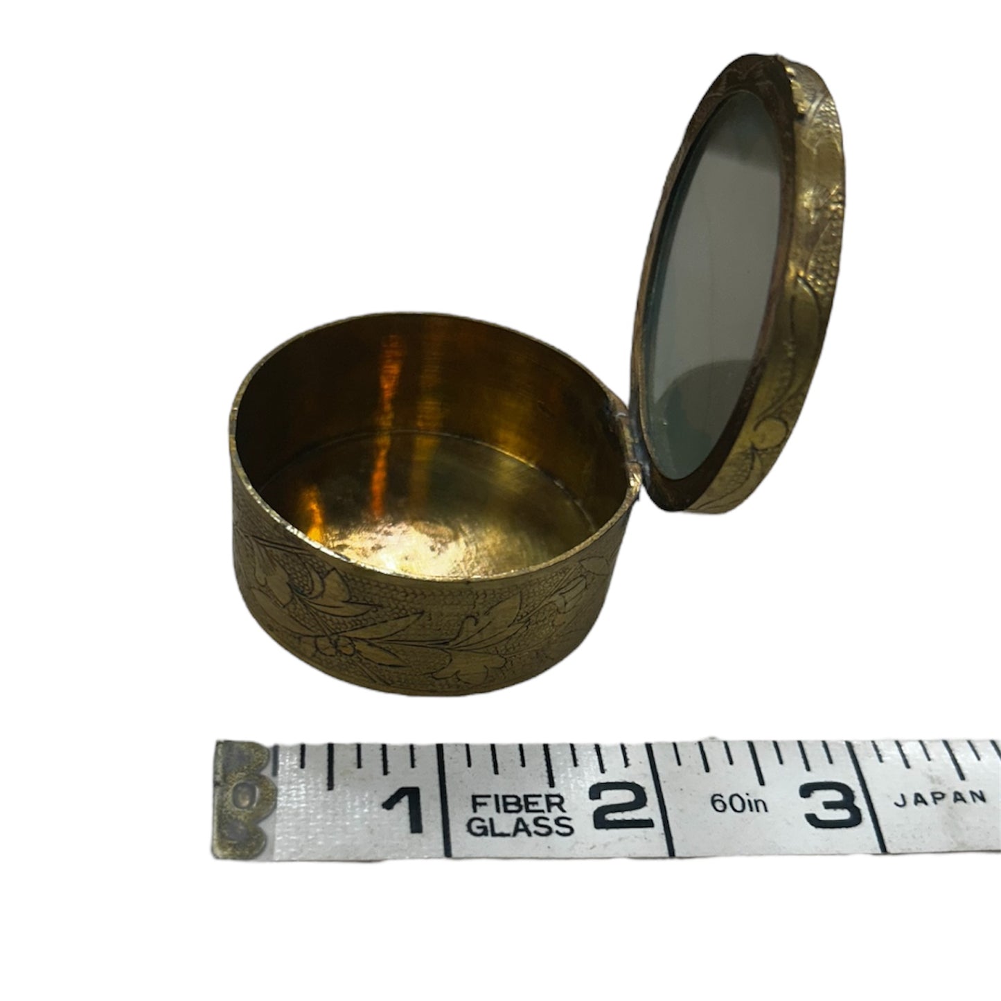 Brass Round Floral Trinket Box
