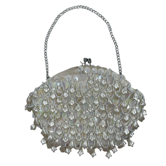 1950s Small Iridescent Shell and Beaded Jeweled Evening Clutch