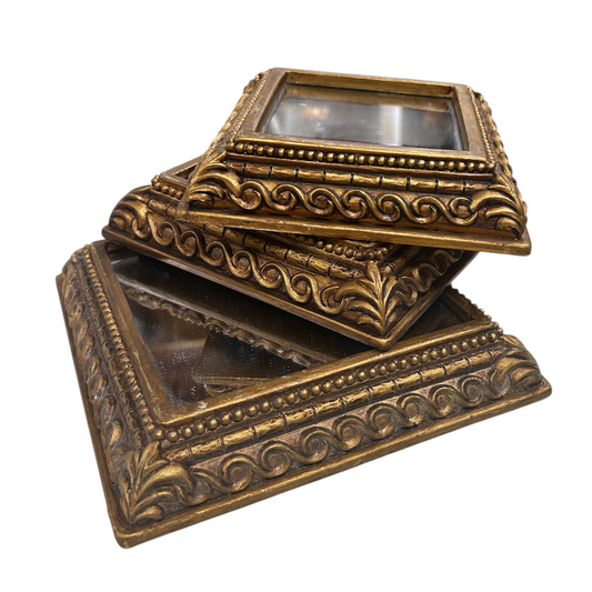 Hanging Gold Frame Square Mirrors Felt Back