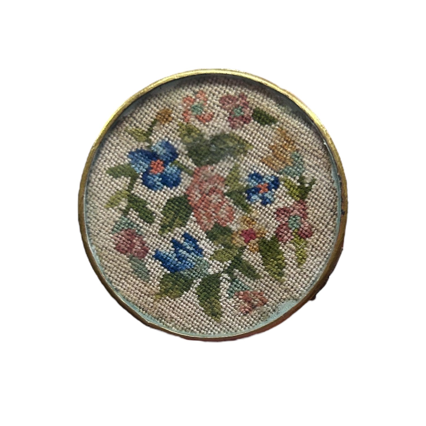 Brass Round Floral Trinket Box