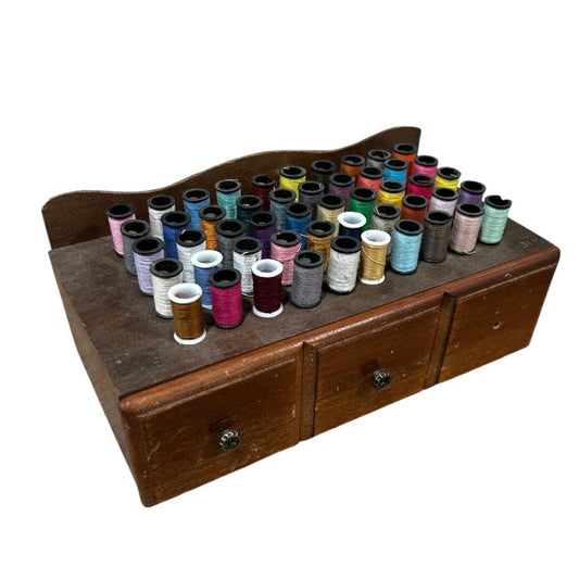 Wooden Sewing Kit with Drawer - Vintage