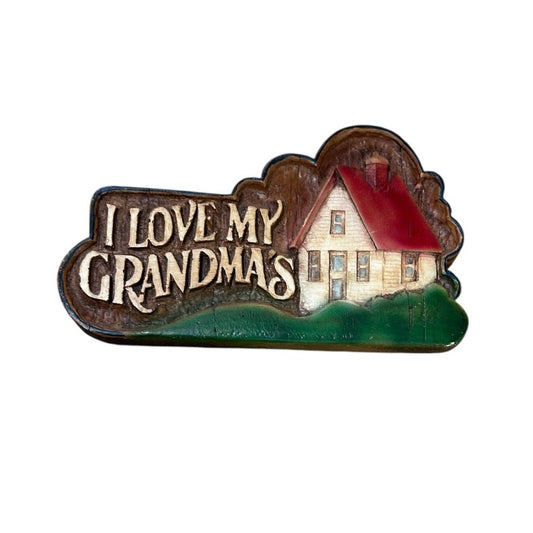 1990s Wooden 'I Love My Grandmas' Wall Decoration - Vintage