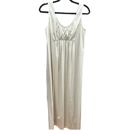 Vintage Vanity Fair Cream Cinched Bust Tie Back Slip Dress Gown W34