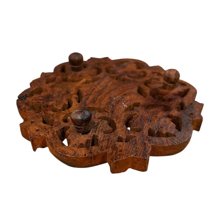 Detailed Wooden Tray Coaster Trivet - Vintage
