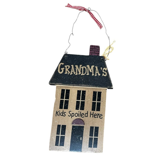 Grandmas 'Kids Spoiled Here' Hanging Wall Decoration - Vintage