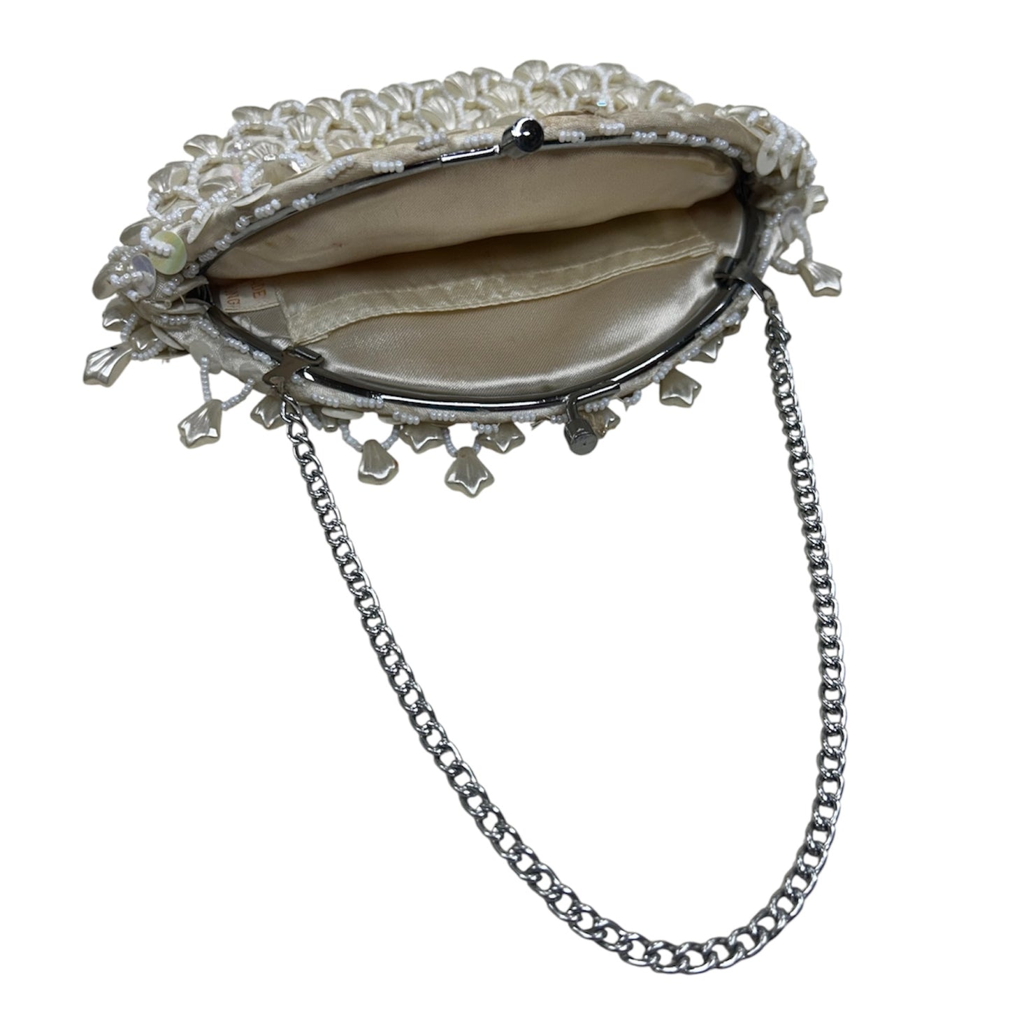 1950s Small Iridescent Shell and Beaded Jeweled Evening Clutch
