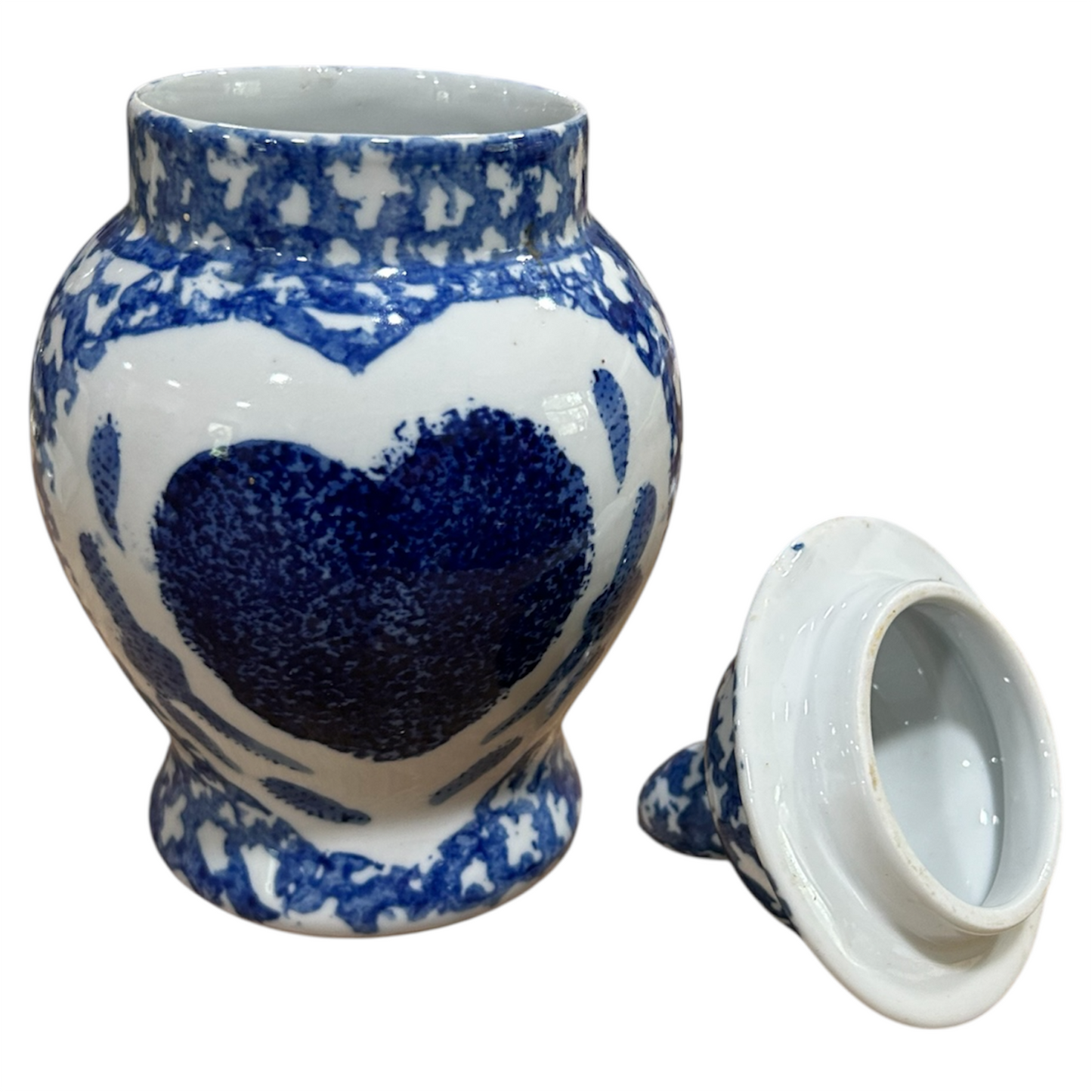1980s Blue and White Apothecary Jar - Vintage