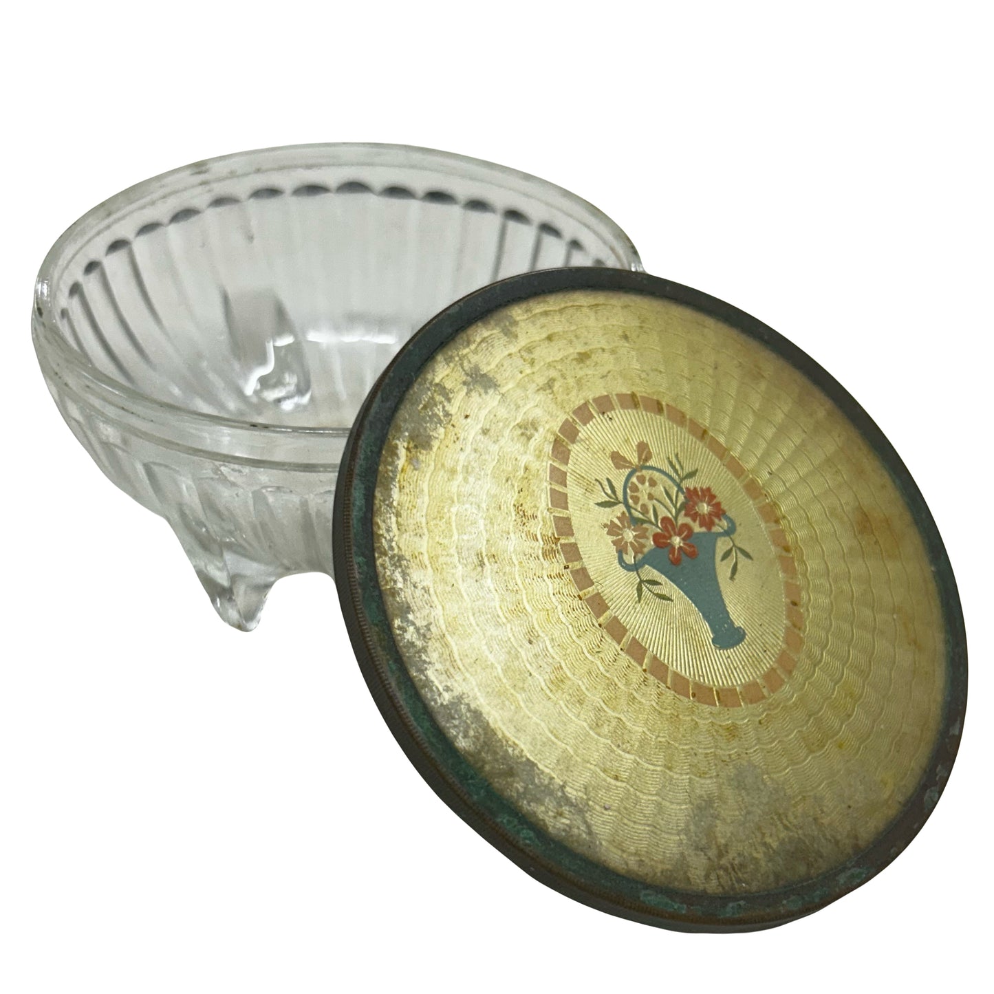 Vanity Powder Dish With Floral Lid