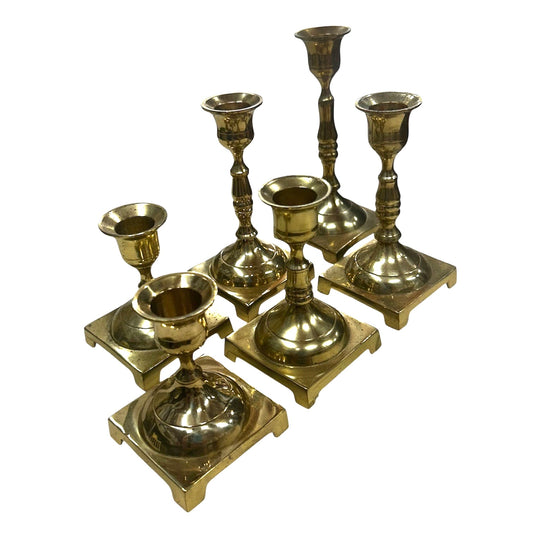 Solid Brass Candle Pillars Set of 6