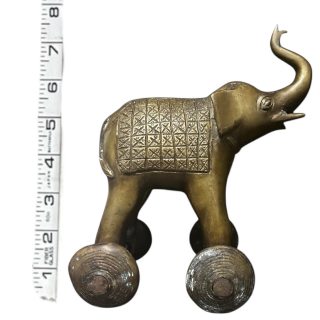 Solid Brass Elephant On Wheels