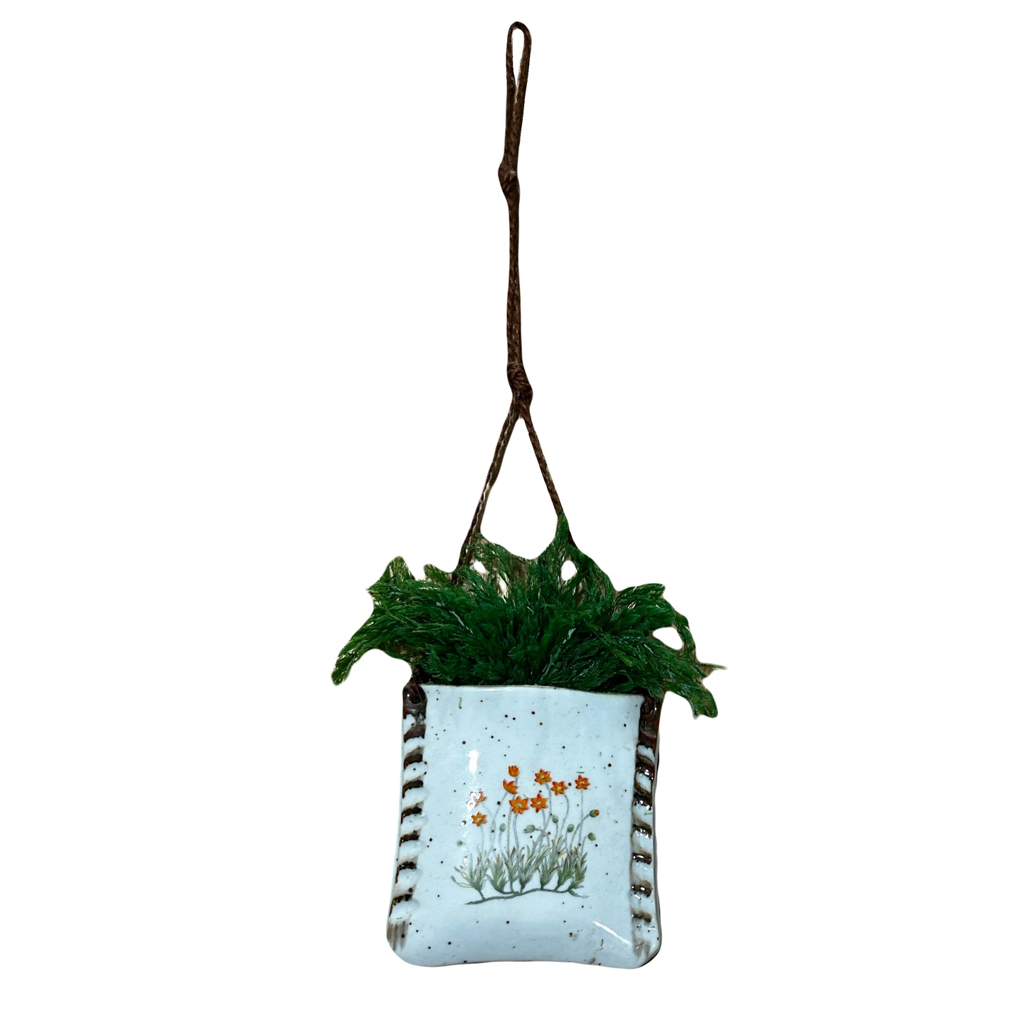 Ceramic Flower Print Plant Wall Hugger - Vintage