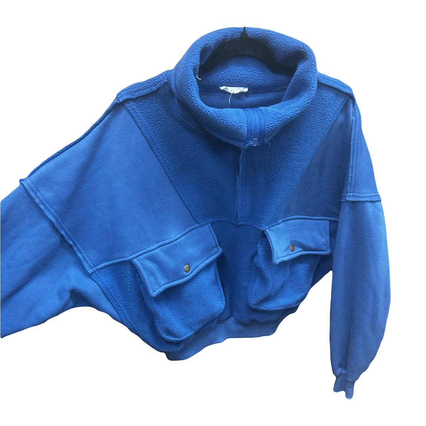 Aemi + Co Blue Pullover Half Zip With Pockets WS